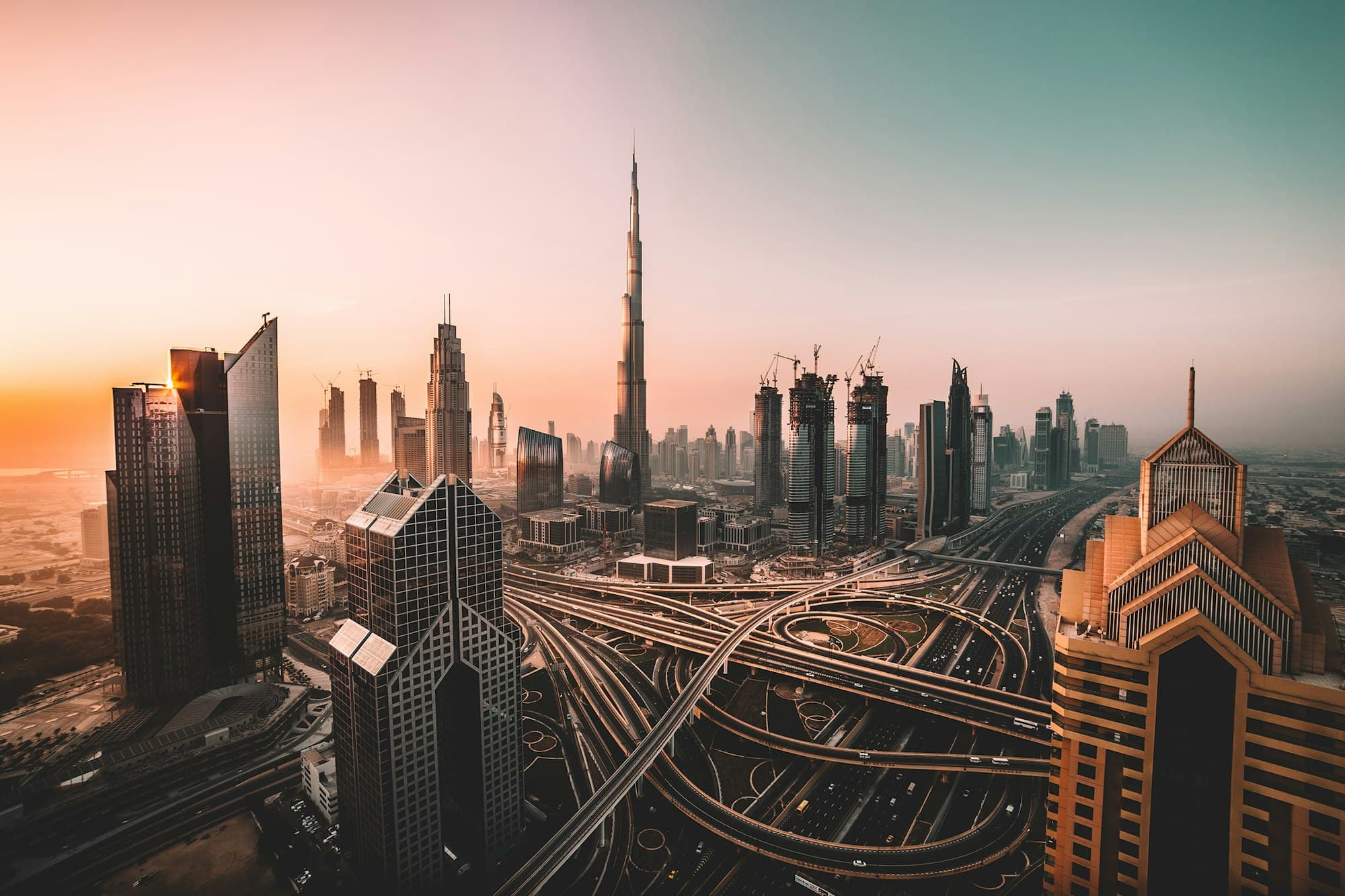 The Burj Khalifa above the Dubai skyline