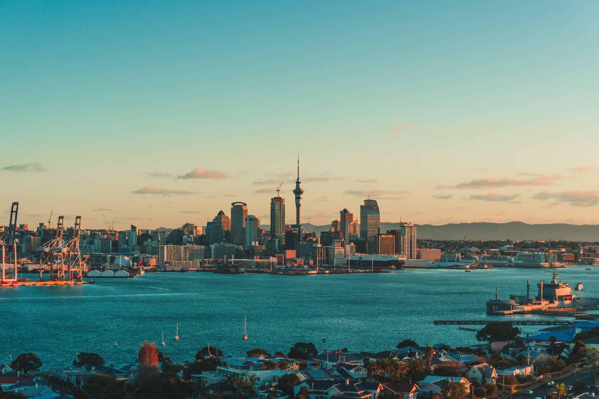 The Auckland skyline across the harbour